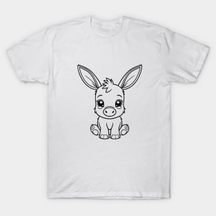Cute Baby Donkey Animal Outline T-Shirt